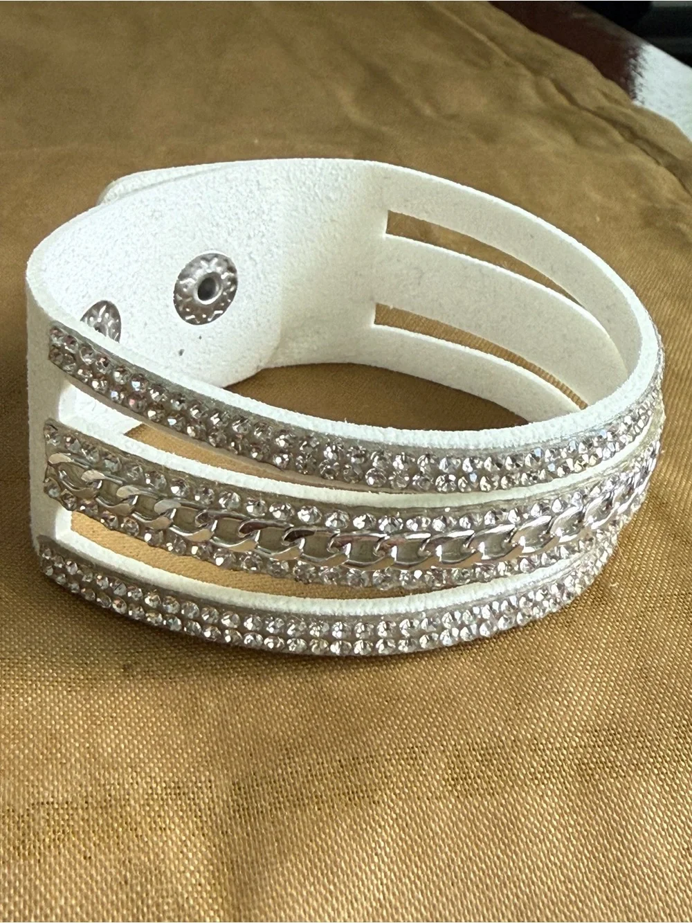 White Crystal Wrap Bracelet with Silver Accents